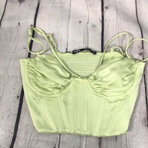 Zara Satin Bustier in Pastel lime green nwt just recently bought